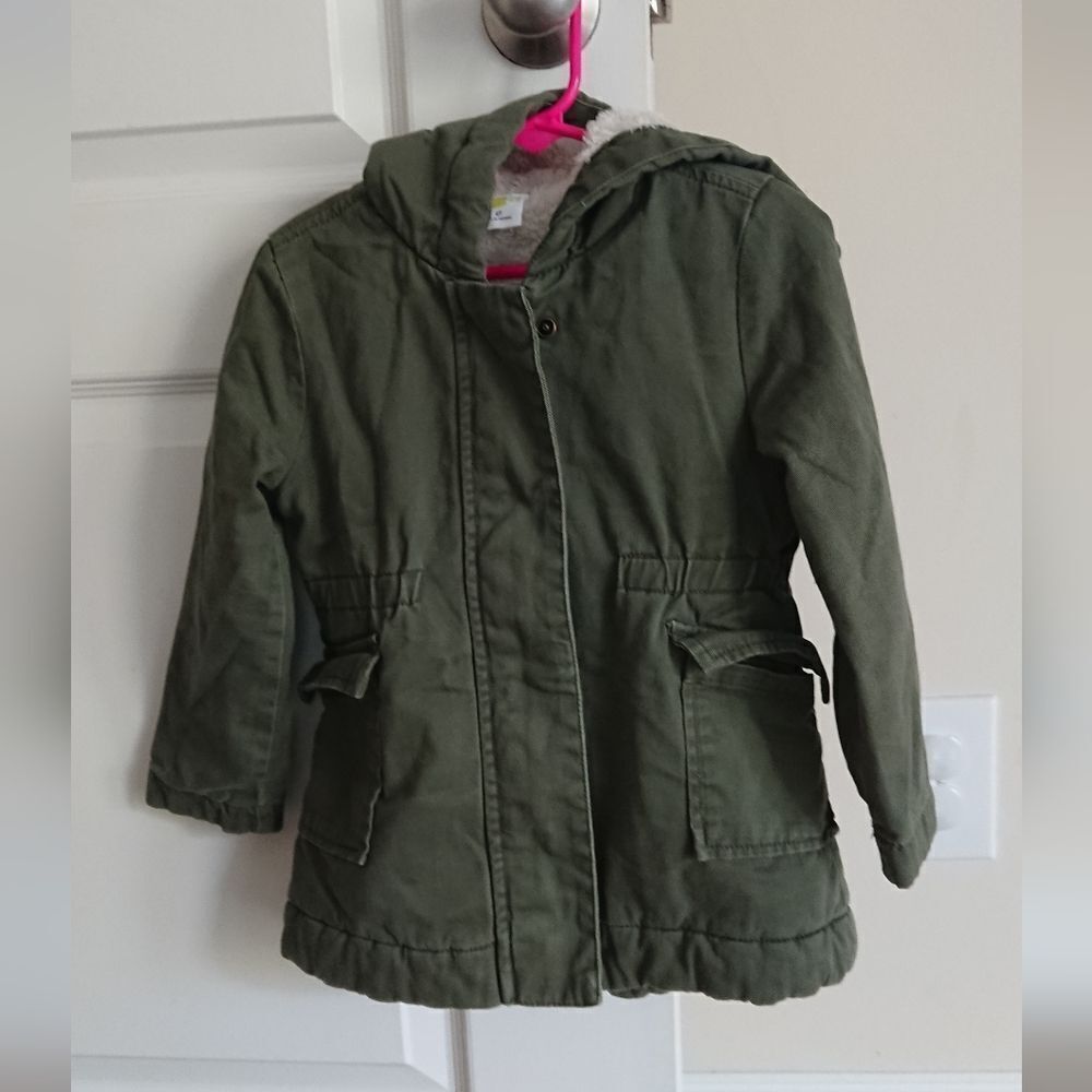 Crazy 8 green Long Sleeve Sherpa Lined Utility Jacket size 4T